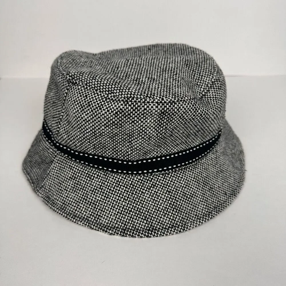 Nine West Nine & Co Women's Bucket Hat Black & White Tweed with Grosgrain Ribbon
